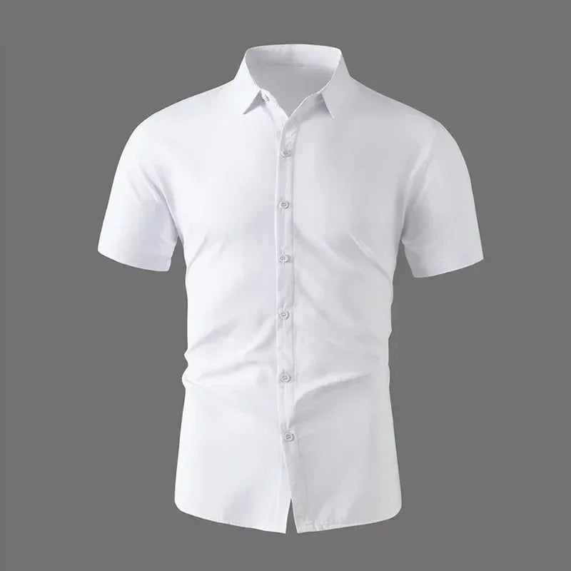 Business Casual Solid Color Short Sleeved Shirt - Palm and Thread