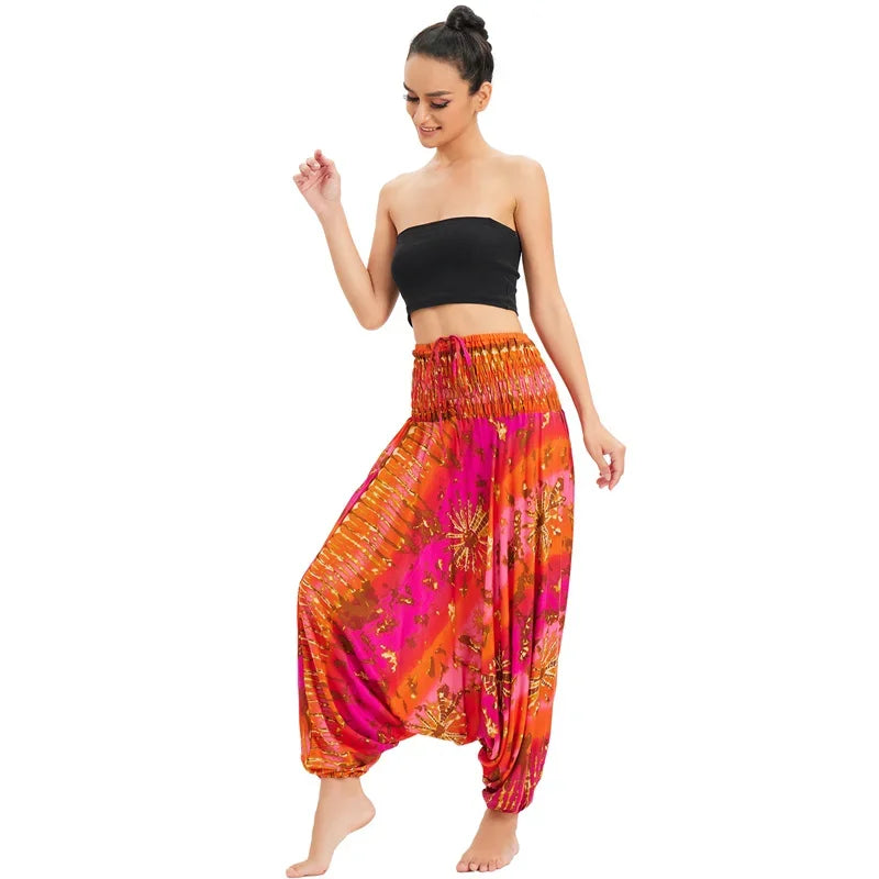 Bohemian High Waist Rayon Harem Baggy Pant - Palm and Thread