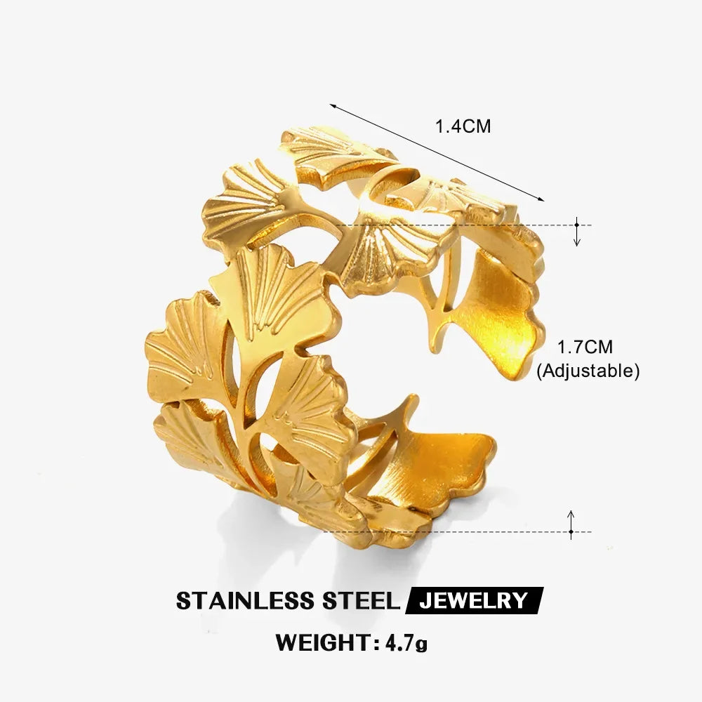 Multiple Styles Stainless Steel Geometric Texture Wide Ring - Palm and Thread