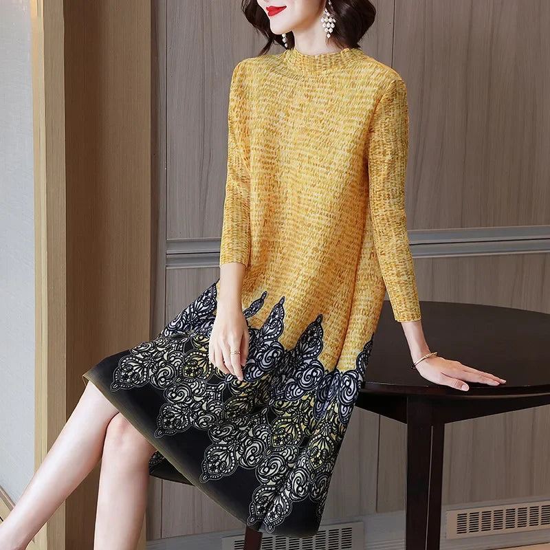 Printed Loose A-line Dress - Palm and Thread
