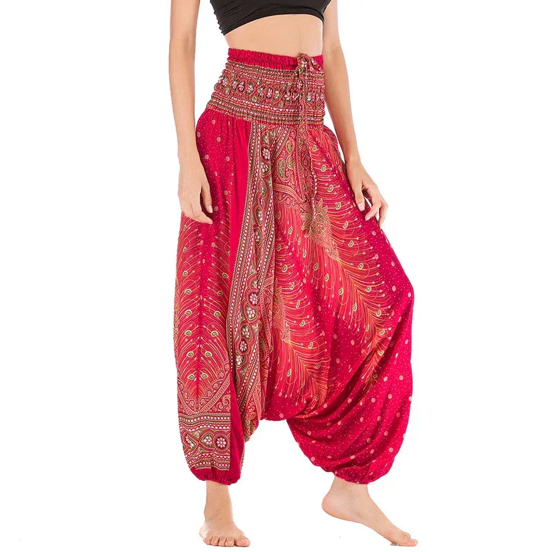 Bohemian High Waist Rayon Harem Baggy Pant - Palm and Thread