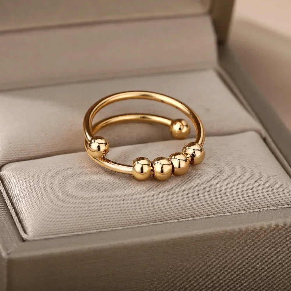 Gold Color Hollow out Open Finger Ring - Palm and Thread