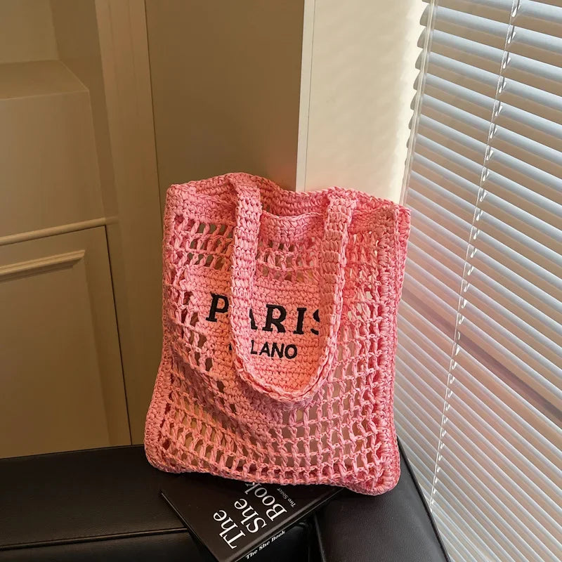 Fashion Straw Hollow Woven Shoulder Bag - Palm and Thread