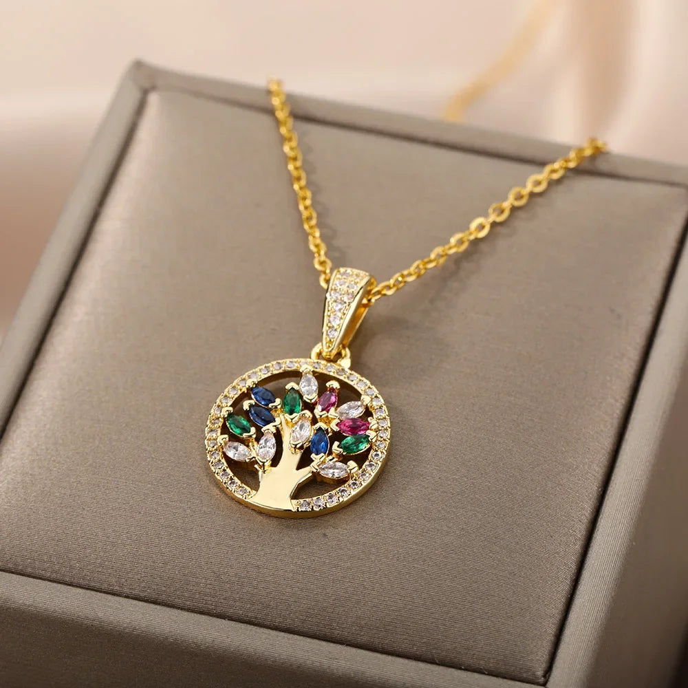 Tree of Life Stainless Steel Necklaces - Palm and Thread