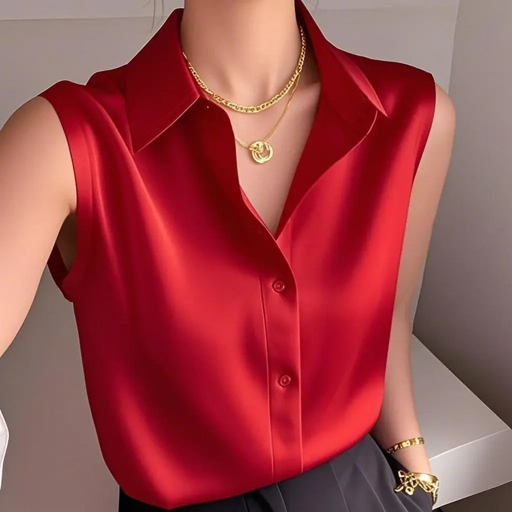 French-style Satin Polo Shirt - Palm and Thread