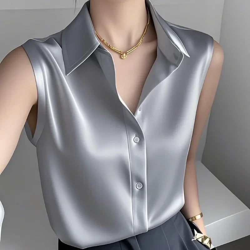 French-style Satin Polo Shirt - Palm and Thread