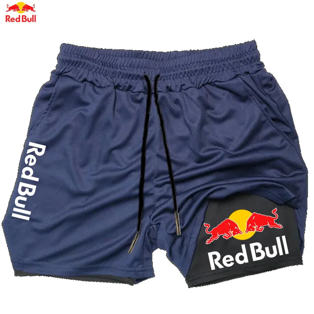Red Bull Newest 2 in 1 Running Training Gym Short - Palm and Thread