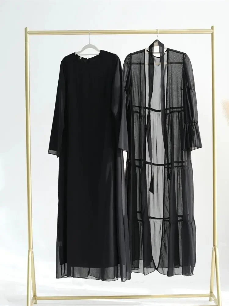 Chiffon Plain Abaya Set - Palm and Thread