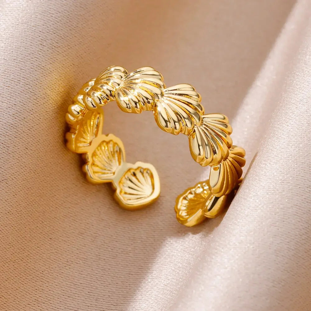 Ocean Starfish Shell Open Ring - Palm and Thread