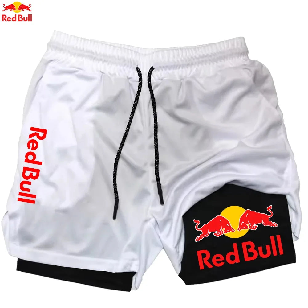 Red Bull Newest 2 in 1 Running Training Gym Short - Palm and Thread