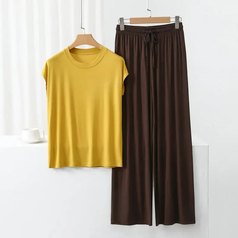 Modal Loose Homewear set O-neck streetwear Casual pajama - Palm and Thread