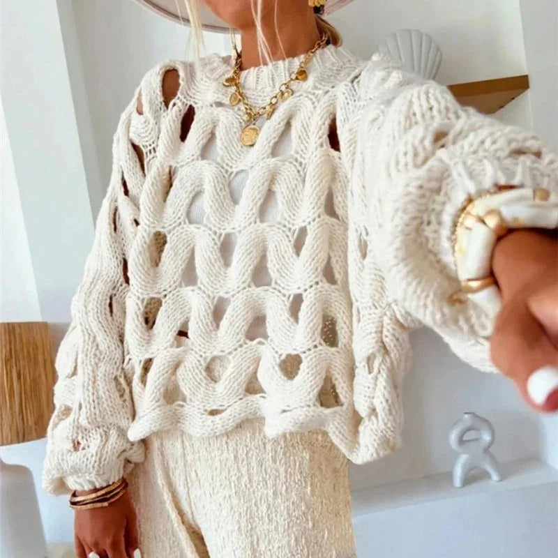 Hollow Out Resort Blouse - Palm and Thread