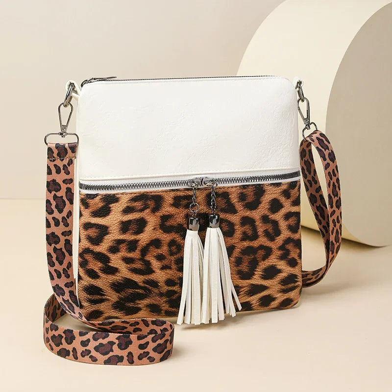 Leopard Print Pu Zipper Fashion Crossbody Bag - Palm and Thread