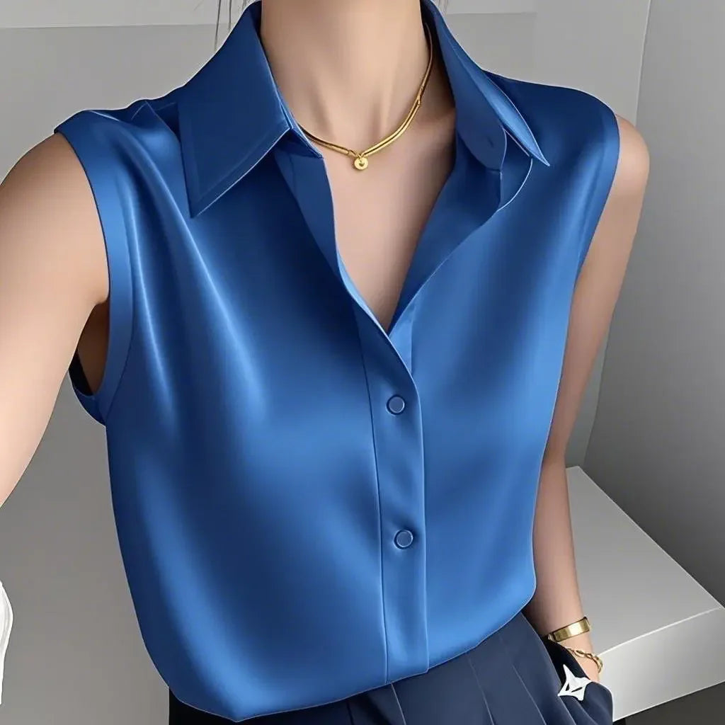 French-style Satin Polo Shirt - Palm and Thread