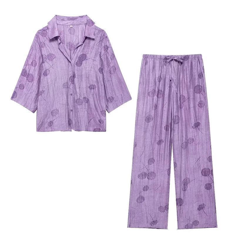 Jacquard Loose Shirt Pant Matching Set - Palm and Thread