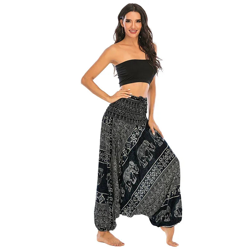 Bohemian High Waist Rayon Harem Baggy Pant - Palm and Thread