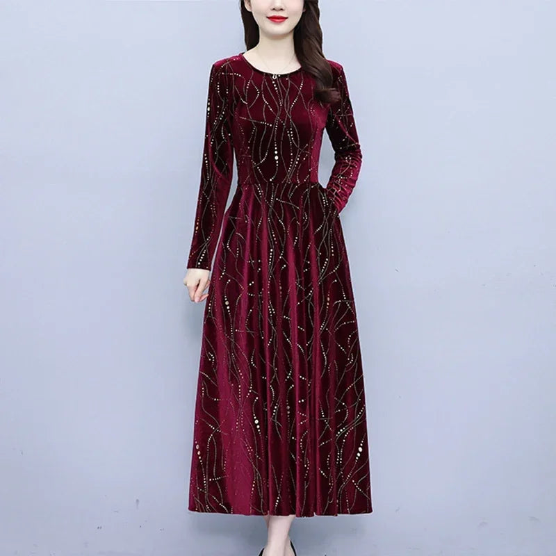 Gold Velvet Chic Sequins Dress - Palm and Thread