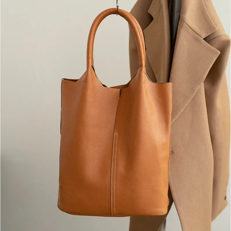 Genuine Leather Commuter Tote Handbag - Palm and Thread