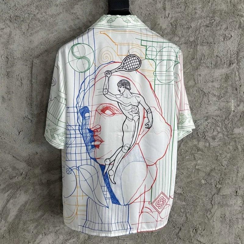 Sketch Pattern Silk Oversized T-Shirt - Palm and Thread