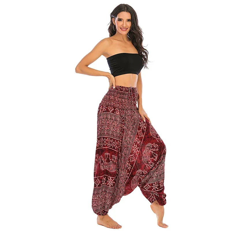 Bohemian High Waist Rayon Harem Baggy Pant - Palm and Thread