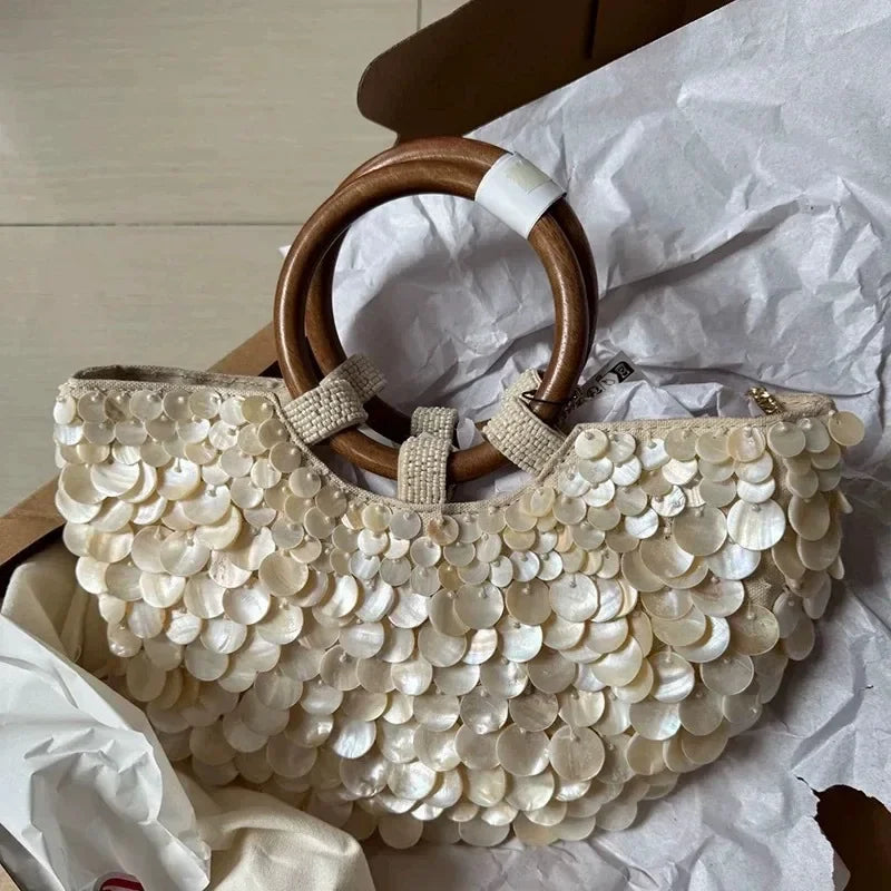 New high-end pure handmade natural shell bag - Palm and Thread