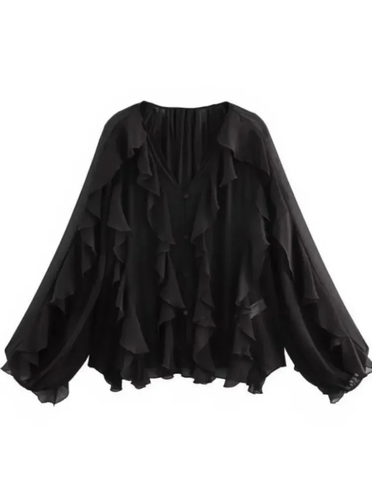 Translucent Ruffles Blouse - Palm and Thread