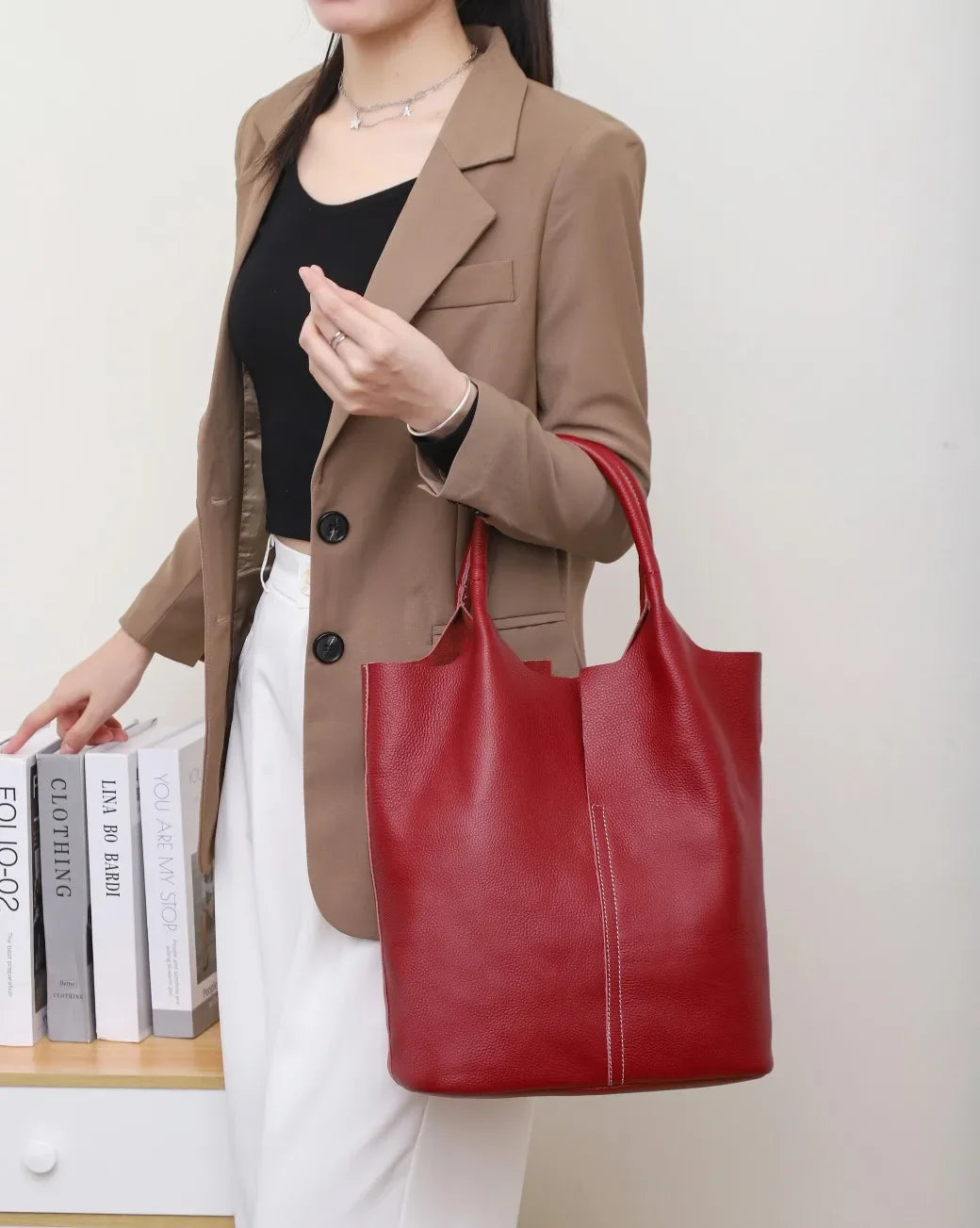 Genuine Leather Commuter Tote Handbag - Palm and Thread