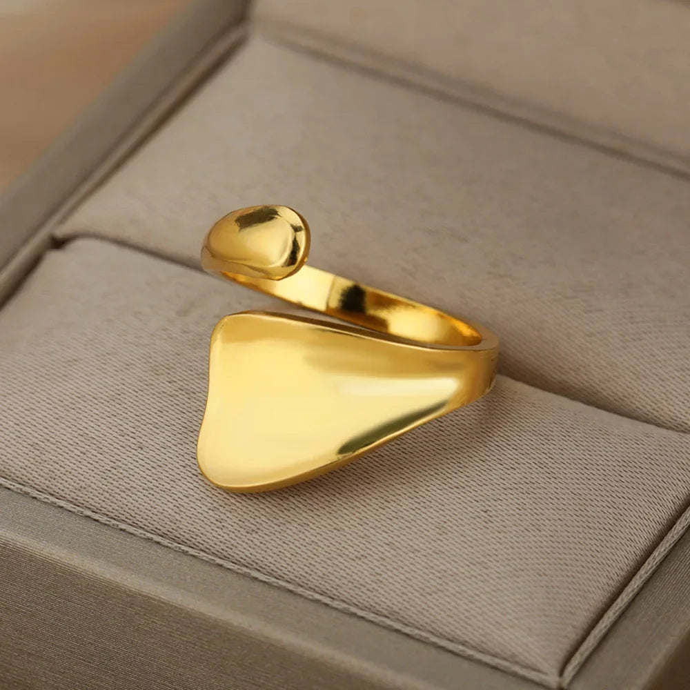 Stainless Steel Gold Color Open Gothic Ring - Palm and Thread