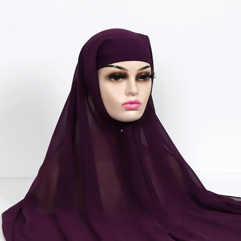 Chiffon Hijab With Underscarf Cap Bonnet Instant - Palm and Thread