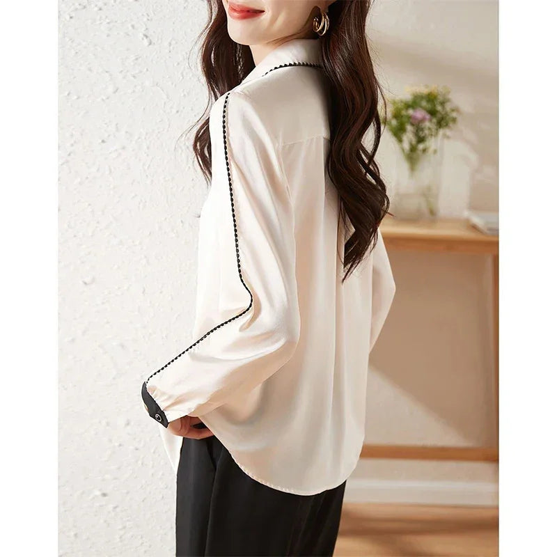 Polo-neck Elegant Patchwork Shirt - Palm and Thread
