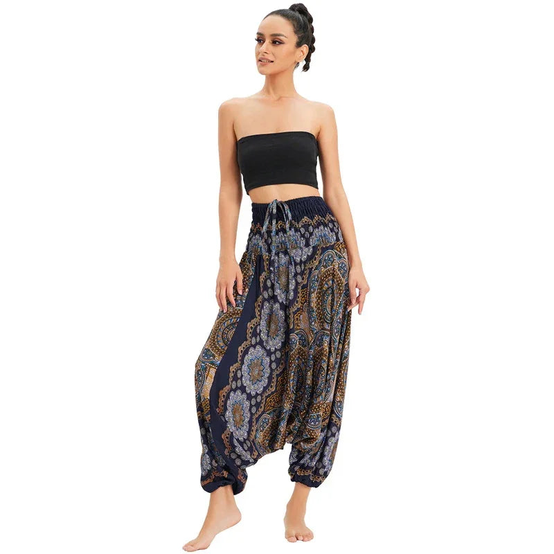 Bohemian High Waist Rayon Harem Baggy Pant - Palm and Thread