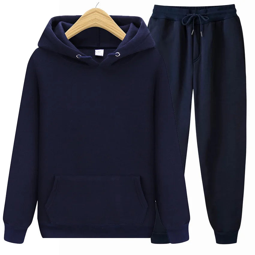 Solid Color Slim Fit Set Hoodie Tracksuit - Palm and Thread