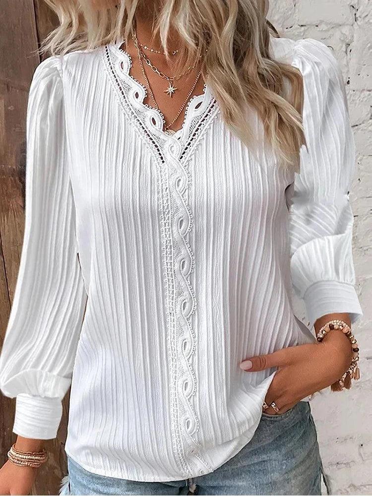 Long Sleeve Pullover Chiffon Blouse - Palm and Thread