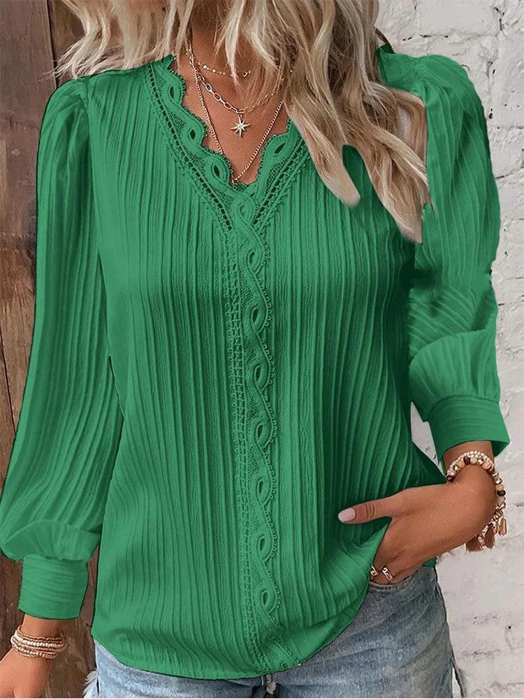 Long Sleeve Pullover Chiffon Blouse - Palm and Thread