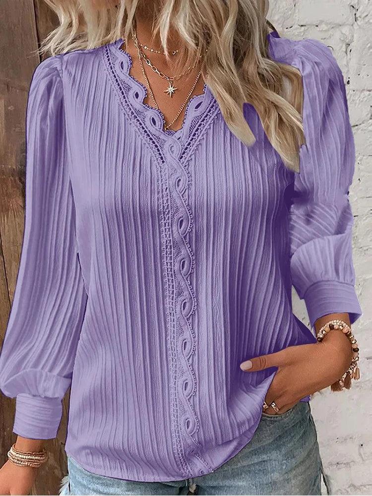 Long Sleeve Pullover Chiffon Blouse - Palm and Thread