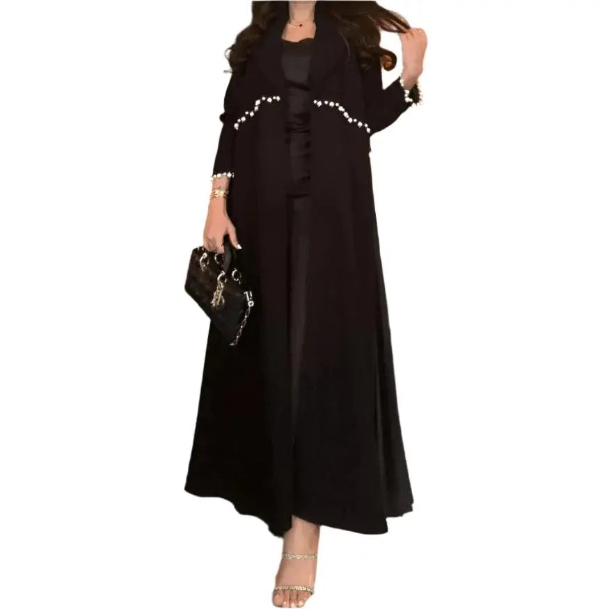 Abaya Cardigan Pleated Long Dress - Palm and Thread