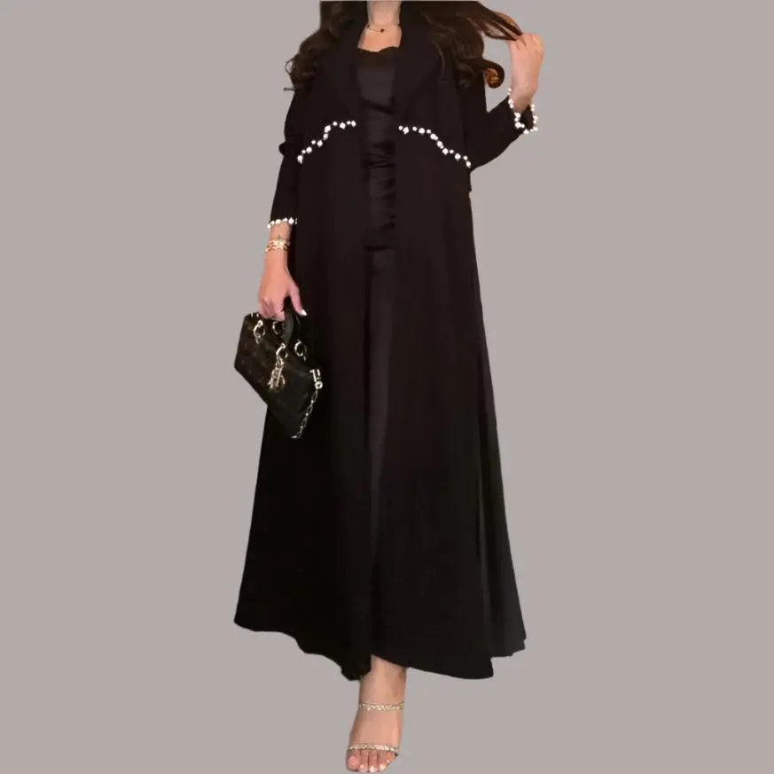 Abaya Cardigan Pleated Long Dress - Palm and Thread