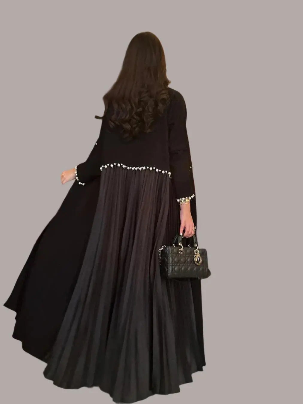 Abaya Cardigan Pleated Long Dress - Palm and Thread