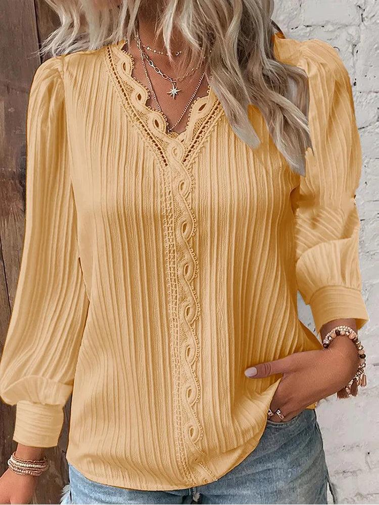 Long Sleeve Pullover Chiffon Blouse - Palm and Thread