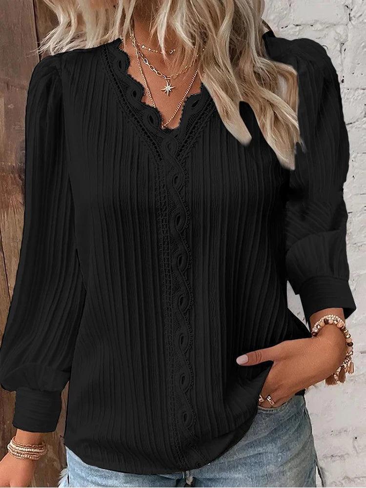 Long Sleeve Pullover Chiffon Blouse - Palm and Thread