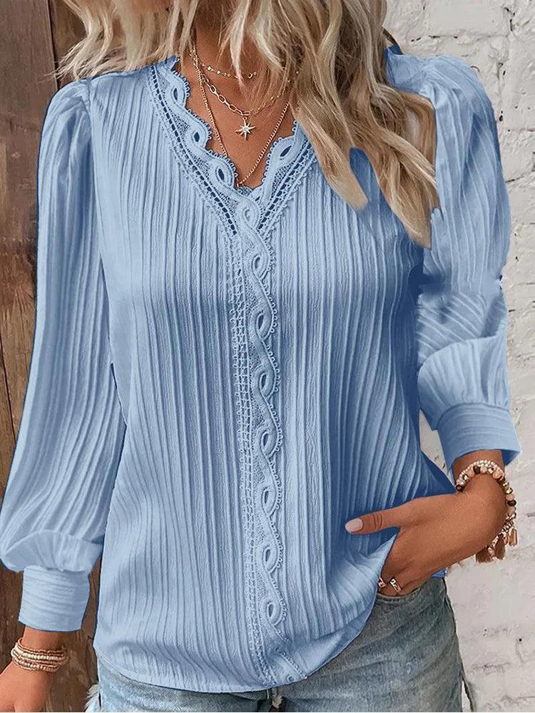 Long Sleeve Pullover Chiffon Blouse - Palm and Thread