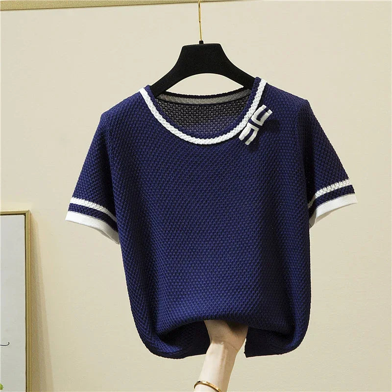 Fashion Bow Short Sleeve Top Sweater - Palm and Thread