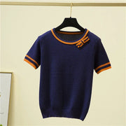 Fashion Bow Short Sleeve Top Sweater - Palm and Thread