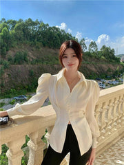 Fashion Design Elegant Puff Sleeve Shirt - Palm and Thread