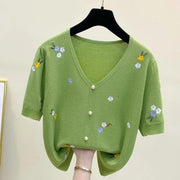 Cotton sweater women embroidery top - Palm and Thread