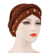 Head Scarf Two-color Cotton Braid Turban Bonnet - Palm and Thread
