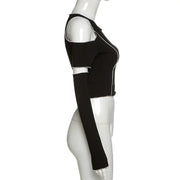 Patchwork Black Crop Top - Palm and Thread