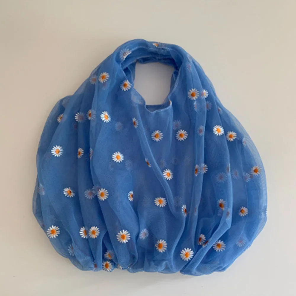 Flower Embroidery Hand Bag - Palm and Thread