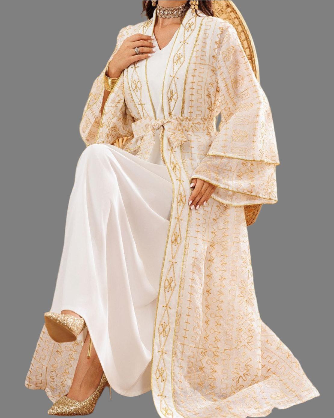 Embroidery Long Robe Abaya - Palm and Thread