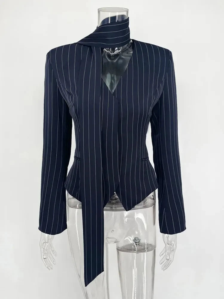 Mini Skirt Elegant Striped Commute Patchwork Suit Sets - Palm and Thread